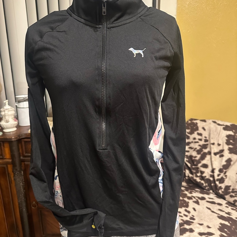 PINK Victoria's Secret Black Quarter-Zip Sweatshirt